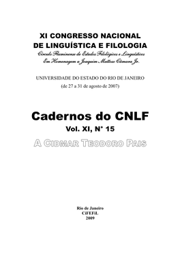 Cadernos Do CNLF Vol