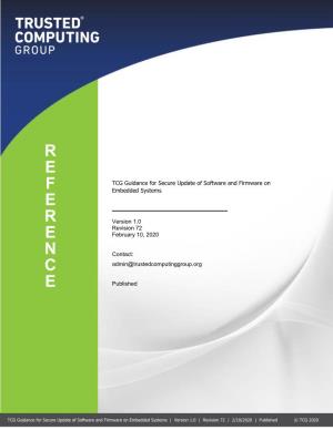 TCG Guidance for Secure Update of Software and Firmware on Embedded Systems
