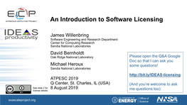 An Introduction to Software Licensing
