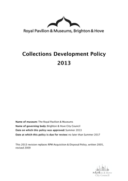 RPM Collections Development Policy 2013 FINAL