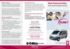 West Somerset Slinky by Somerset County Council for People the Cost for Your Journey