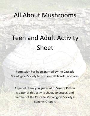 About Mushrooms Activity Sheet