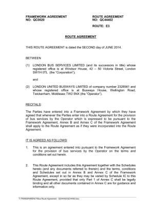 Qc0020 Route Agreement No