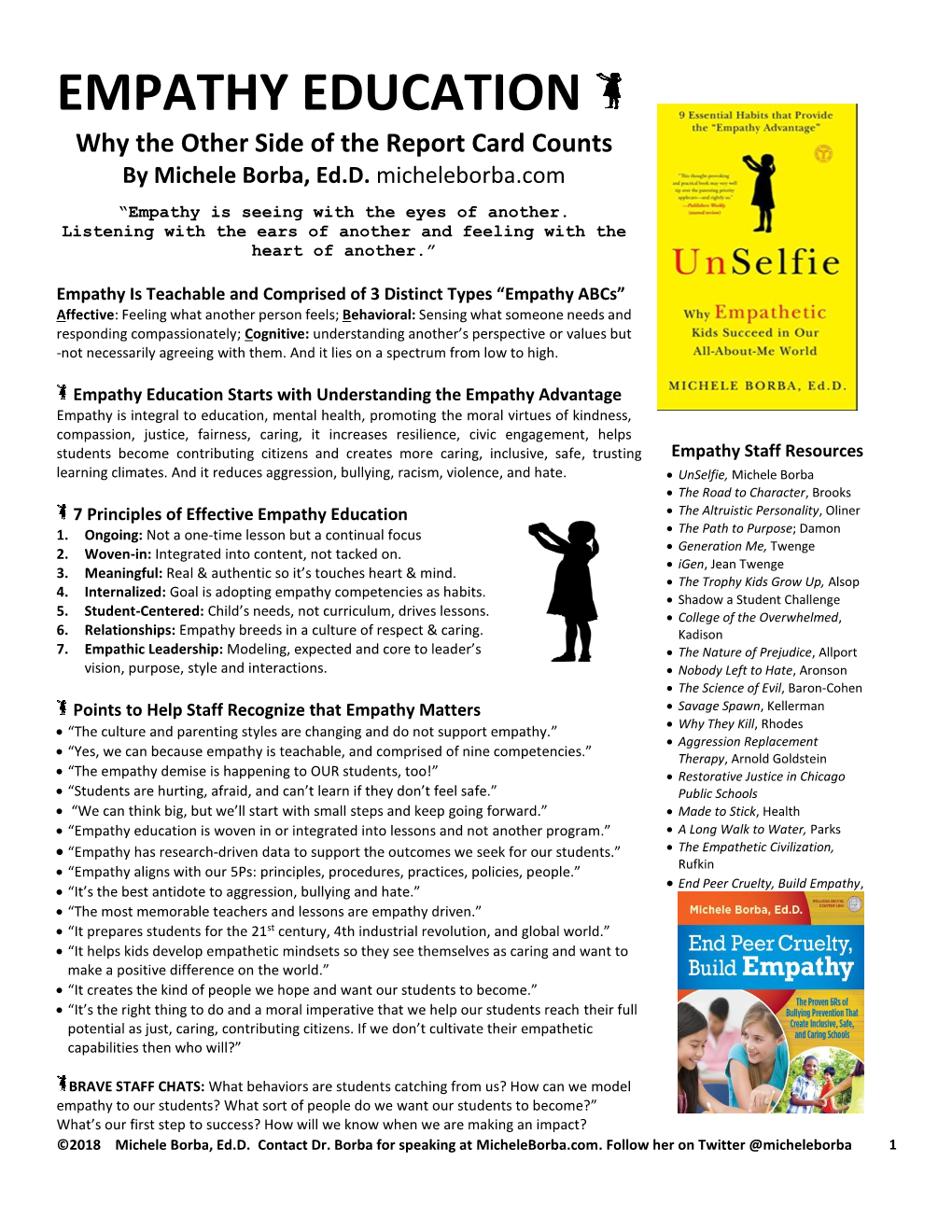 EMPATHY EDUCATION Why the Other Side of the Report Card Counts by Michele Borba, Ed.D