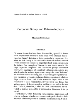 Corporate Groups and Keiretsu in Japan