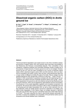 Dissolved Organic Carbon (DOC) in Arctic Ground