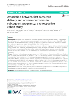 Association Between First Caesarean Delivery and Adverse Outcomes In