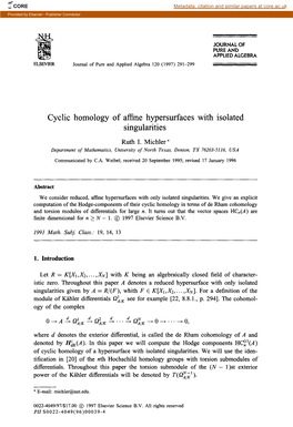 Cyclic Homology of Affine Hypersurfaces with Isolated Singularities