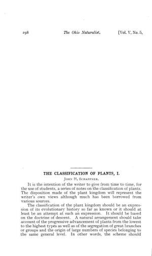 The Classification of Plants, I. John H