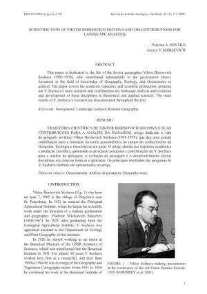 Scientific Path of Viktor Borisovich Sochava and His Contributions for Landscape Analysis
