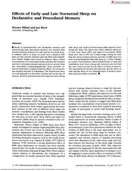 Effects of Early and Late Nocturnal Sleep on Declarative and Procedural Memory