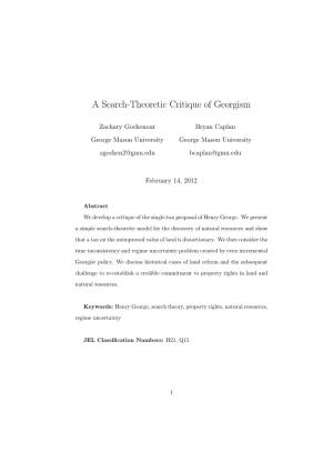 A Search-Theoretic Critique of Georgism