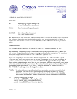 City of Salem Plan Amendment DLCD File Number 004-13