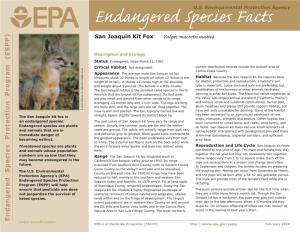 Endangered Species Facts San Joaquin Kit