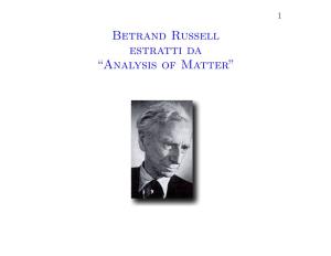 Betrand Russell Estratti Da “Analysis of Matter” 2