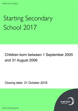 Children Born Between 1 September 2005 and 31 August 2006