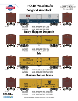 HO 40' Wood Reefer Bangor & Aroostook Dairy Shippers Despatch