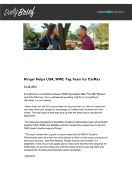 Ringer Helps USA, WWE Tag Team for Carmax