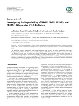 Investigating the Degradability of HDPE, LDPE, PE-BIO, and PE-OXO Films Under UV-B Radiation