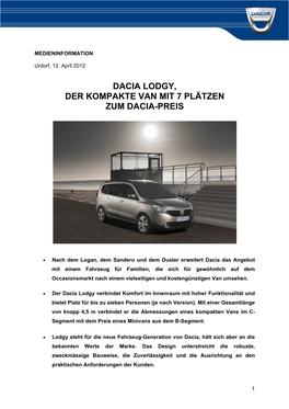 Dacia Lodgy, Der Kompakte Van Mit 7 Plätzen Zum Dacia-Preis