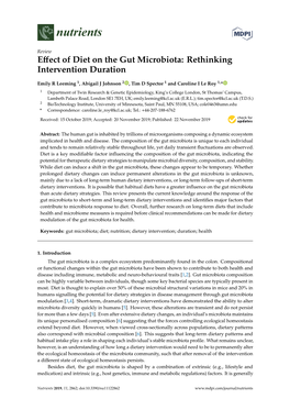 Effect of Diet on the Gut Microbiota: Rethinking Intervention Duration-2Pt