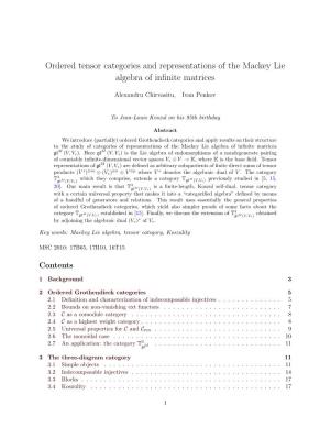 Ordered Tensor Categories and Representations of the Mackey Lie Algebra of Infinite Matrices