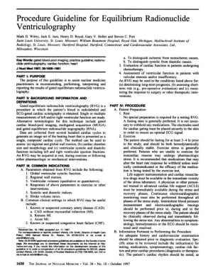 Procedure Guideline for Equilibrium Radionuclide Ventriculography