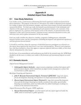 Appendix H Detailed Airport Case Studies