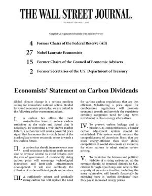 Economists' Statement on Carbon Dividends