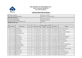 DEPARTMENT of MICROBIOLOGY COVID-19 (RT-PCR) Test Report