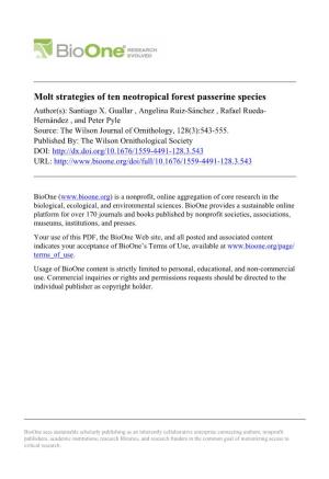 Molt Strategies of Ten Neotropical Forest Passerine Species Author(S): Santiago X