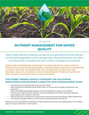 Section 4. Nutrient Management for Water Quality