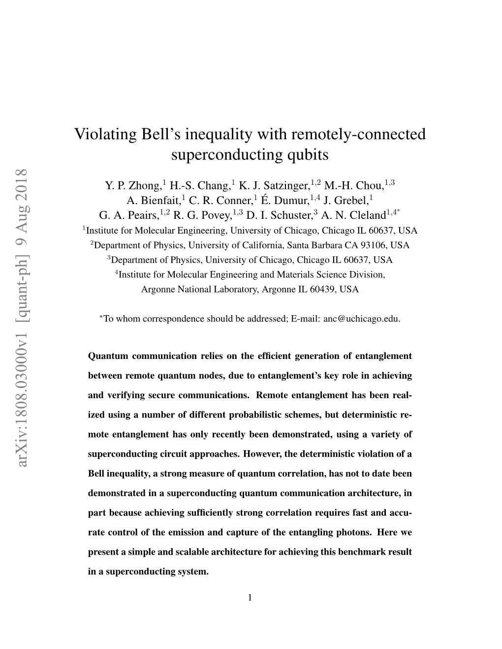 Violating Bell's Inequality with Remotely-Connected