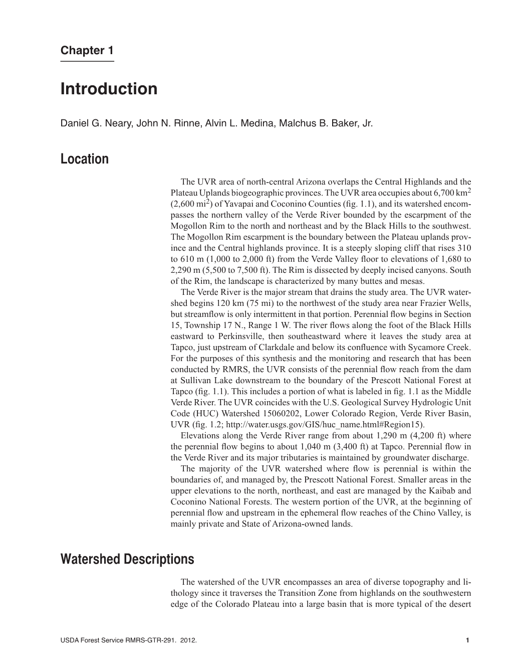 Synthesis of Upper Verde River Research and Monitoring 1993-2008