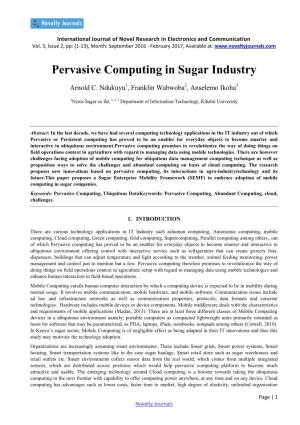 Pervasive Computing in Sugar Industry