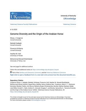 Genome Diversity and the Origin of the Arabian Horse