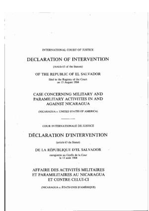 Declamtion of Intervention Déclaration D'intervention