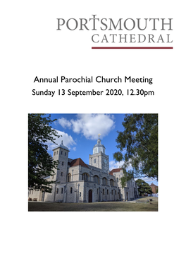 Annual Parochial Church Meeting Sunday 13 September 2020, 12.30Pm