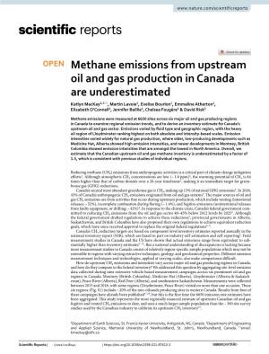 Methane Emissions from Upstream Oil and Gas Production in Canada Are