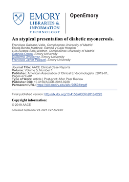 An Atypical Presentation of Diabetic Myonecrosis