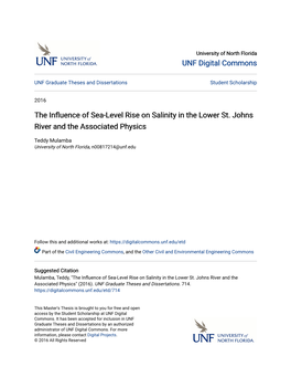 The Influence of Sea-Level Rise on Salinity in the Lower St. Johns River and the Associated Physics