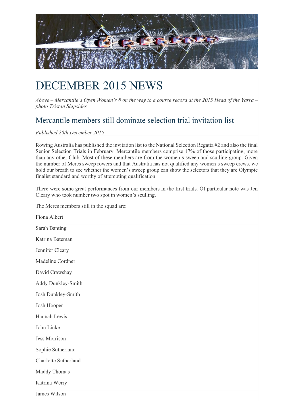 December 2015 News