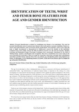 Identification of Teeth, Wrist and Femur Bone Features for Age and Gender Identifiction