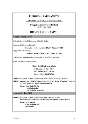 Draft Programme