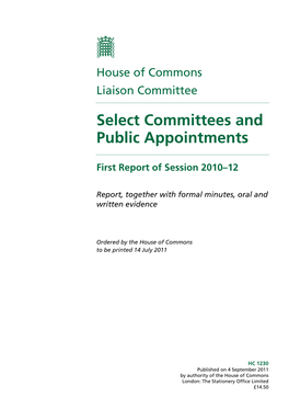 Select Committees and Public Appointments