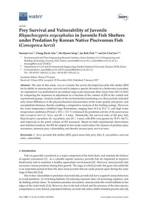 Prey Survival and Vulnerability of Juvenile Rhynchocypris Oxycephalus in Juvenile Fish Shelters Under Predation by Korean Native Piscivorous Fish (Coreoperca Herzi)
