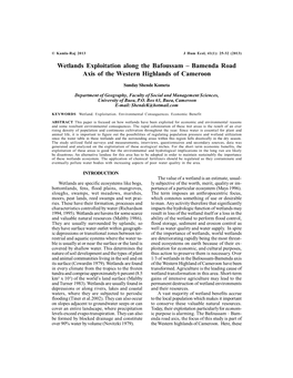 Wetlands Exploitation Along the Bafoussam – Bamenda Road Axis of the Western Highlands of Cameroon