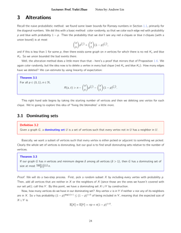 18.218 Probabilistic Method in Combinatorics, Topic 3: Alterations