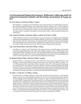 An Environmental Engineering Sequence: Deliberately Addressing and Evaluating Environmental Attitudes and Knowledge (Presentatio