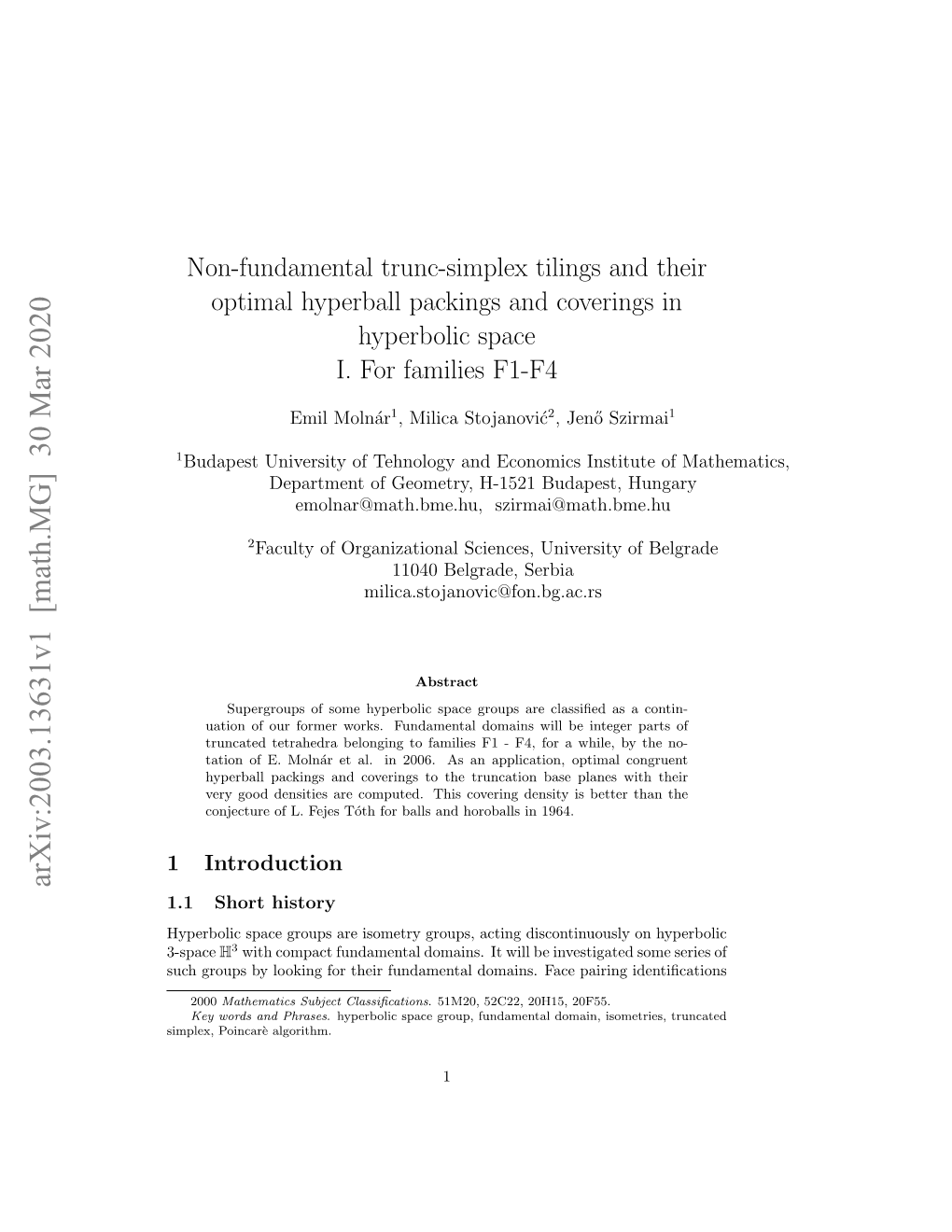 Non-Fundamental Trunc-Simplex Tilings and Their Optimal Hyperball Packings and Coverings in Hyperbolic Space I